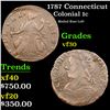 Image 1 : 1787 Connecticut Colonial Cent 1c Graded vf30 BY SEGS