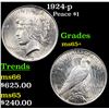 Image 1 : 1924-p Peace Dollar $1 Grades GEM+ Unc