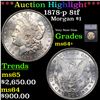 Image 1 : ***Auction Highlight*** 1878-p 8tf Morgan Dollar $1 Graded ms64+ By SEGS (fc)