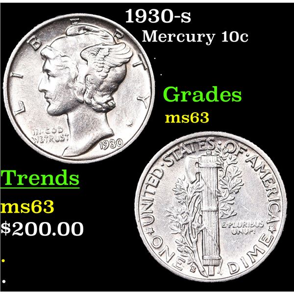 1930-s Mercury Dime 10c Grades Select Unc