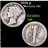 Image 1 : 1916-p Mercury Dime 10c Grades vg, very good