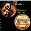 Proof 1964 Lincoln Cent 1c Grades Gem++ Proof Red
