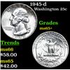 Image 1 : 1945-d Washington Quarter 25c Grades GEM+ Unc