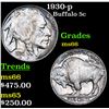 Image 1 : 1930-p Buffalo Nickel 5c Grades GEM+ Unc