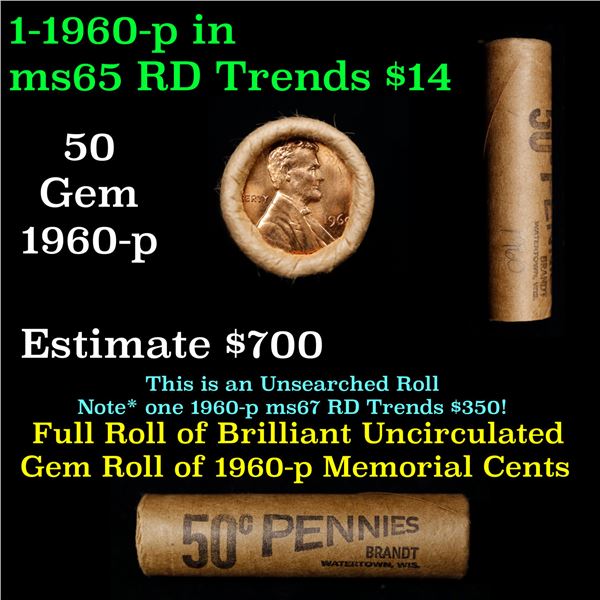 Shotgun Lincoln 1c roll, 1960-p 50 pcs Brandt Wrapper