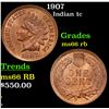 Image 1 : 1907 Indian Cent 1c Grades GEM+ Unc RB