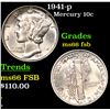 Image 1 : 1941-p Mercury Dime 10c Grades GEM+ FSB