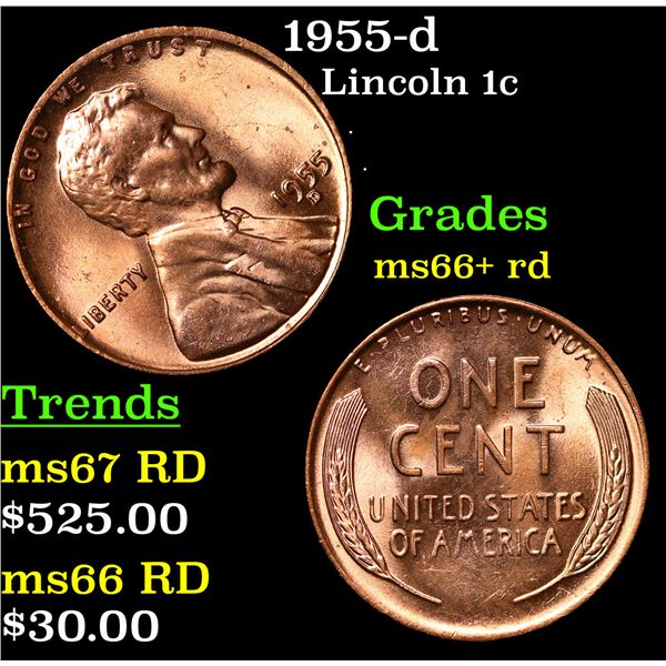 1955-d Lincoln Cent 1c Grades GEM++ RD