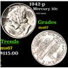Image 1 : 1942-p Mercury Dime 10c Grades GEM++ Unc