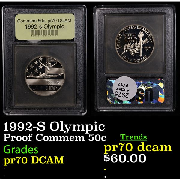 Proof 1992-S Olympic Modern Commem Half Dollar 50c Graded GEM++ Proof Deep Cameo By USCG