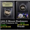 Image 1 : Proof 1991-S Mount Rushmore Modern Commem Half Dollar 50c Graded GEM++ Proof Deep Cameo By USCG