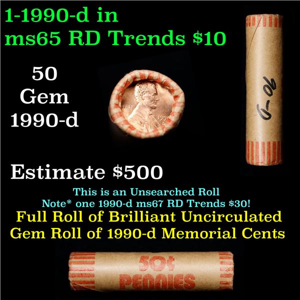 Shotgun Lincoln 1c roll, 1990-d 50 pcs Brandt Wrapper