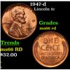 1947-d Lincoln Cent 1c Grades GEM+ Unc RD