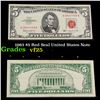 1963 $5 Red Seal United States Note Grades vf+