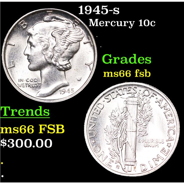 1945-s Mercury Dime 10c Grades GEM+ FSB