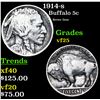 1914-s Buffalo Nickel 5c Grades vf+