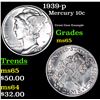 Image 1 : 1939-p Mercury Dime 10c Grades GEM Unc