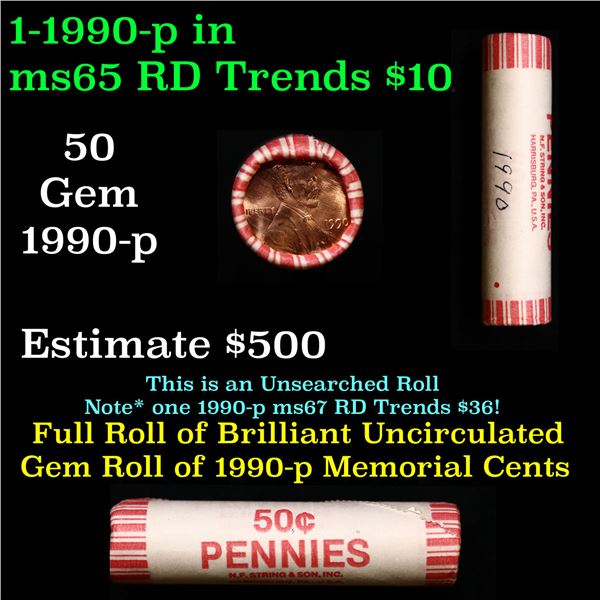 Shotgun Lincoln 1c roll, 1990-p 50 pcs String & Son Wrapper.