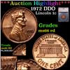 ***Auction Highlight*** 1972 DDO Lincoln Cent 1c Graded ms66 rd By SEGS (fc)