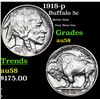 1918-p Buffalo Nickel 5c Grades Choice AU/BU Slider