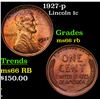 Image 1 : 1927-p Lincoln Cent 1c Grades GEM+ Unc RB