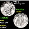 Image 1 : 1943-p Mercury Dime 10c Grades GEM++ Unc