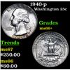 Image 1 : 1940-p Washington Quarter 25c Grades GEM++ Unc