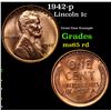 Image 1 : 1942-p Lincoln Cent 1c Grades GEM Unc RD