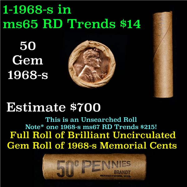 Shotgun Lincoln 1c roll, 1968-s 50 pcs Brandt Wrapper