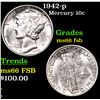 Image 1 : 1942-p Mercury Dime 10c Grades GEM+ FSB