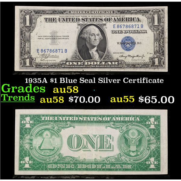 1935A $1 Blue Seal Silver Certificate Grades Choice AU/BU Slider