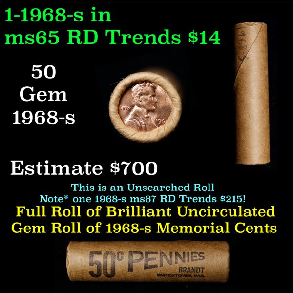 Shotgun Lincoln 1c roll, 1968-s 50 pcs Brandt Wrapper