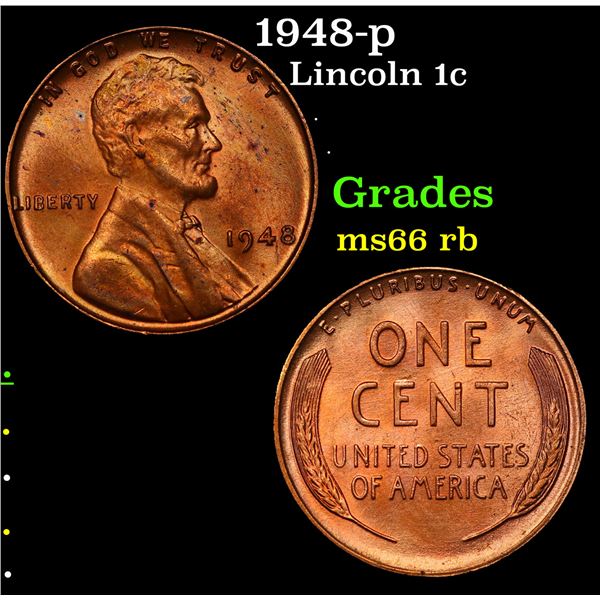 1948-p Lincoln Cent 1c Grades GEM+ Unc RB