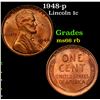 Image 1 : 1948-p Lincoln Cent 1c Grades GEM+ Unc RB