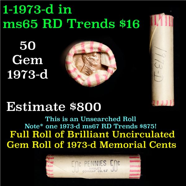 Shotgun Lincoln 1c roll, 1973-d 50 pcs Wrapper