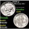 Image 1 : 1938-p Mercury Dime 10c Grades GEM Unc