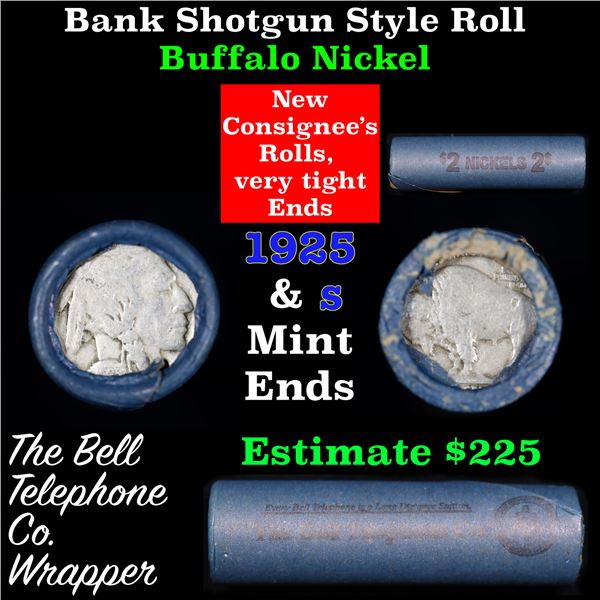Buffalo Nickel Shotgun Roll in Old Bank Style 'Bell Telephone'  Wrapper 1925 & s Mint Ends