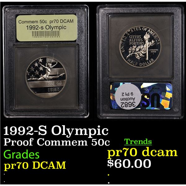 Proof 1992-S Olympic Modern Commem Half Dollar 50c Graded GEM++ Proof Deep Cameo By USCG