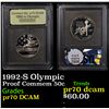 Image 1 : Proof 1992-S Olympic Modern Commem Half Dollar 50c Graded GEM++ Proof Deep Cameo By USCG
