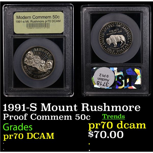 Proof 1991-S Mount Rushmore Modern Commem Half Dollar 50c Graded GEM++ Proof Deep Cameo By USCG