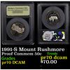 Image 1 : Proof 1991-S Mount Rushmore Modern Commem Half Dollar 50c Graded GEM++ Proof Deep Cameo By USCG