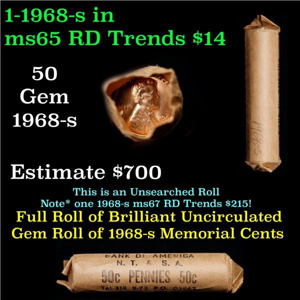 Shotgun Lincoln 1c roll, 1968-s 50 pcs Brandt Wrapper