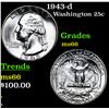 Image 1 : 1943-d Washington Quarter 25c Grades GEM+ Unc