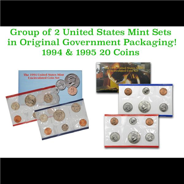 Group of 2 United States Mint Proof Sets 1994-1995 10 coins.