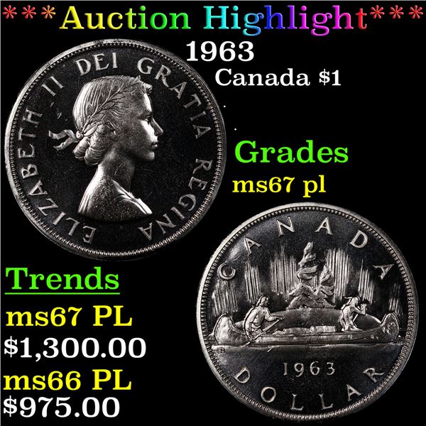 ***Auction Highlight*** 1963 Canada Dollar $1 Graded ms67 pl By SEGS (fc)