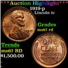 ***Auction Highlight*** 1919-p Lincoln Cent 1c Grades GEM++ Unc RD (fc)