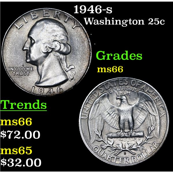 1946-s Washington Quarter 25c Grades GEM+ Unc
