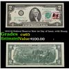 Image 1 : 1976 $2 Federal Reserve Note 1st Day of Issue, with Stamp Grades Gem CU