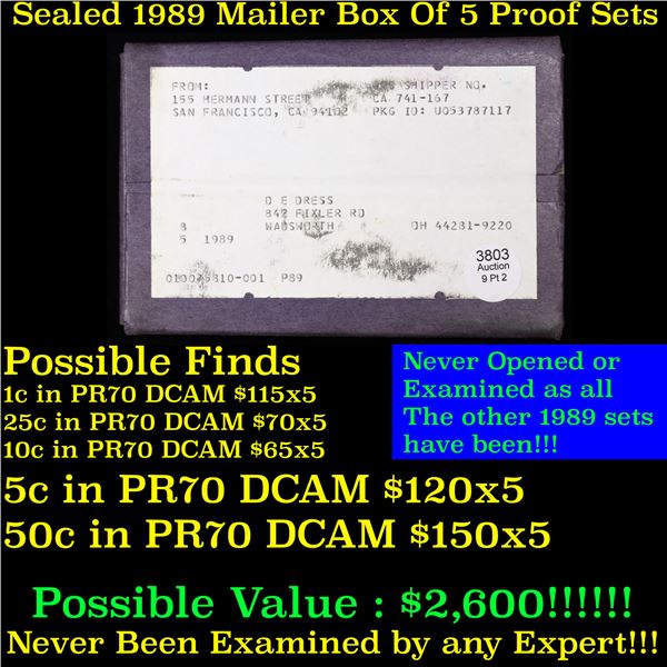 Original sealed box 5- 1989 United States Mint Proof Sets