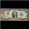 Image 2 : 1976 $2 Federal Reserve Note 1st Day of Issue, with Stamp Grades Choice AU